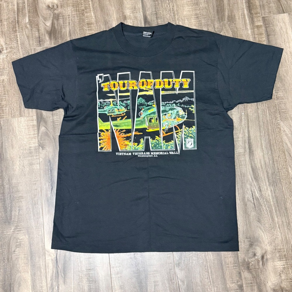 Vintage 80s Screen Stars Vietnam Veterans Memorial Wall Tour of Duty NAM T-Shirt